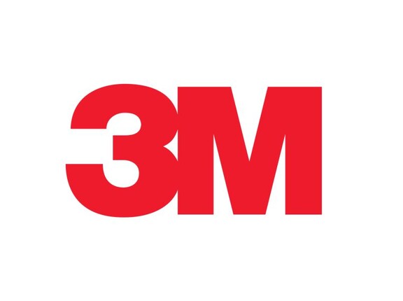 Das Logo des Unternehmens 3M auf weißem Hintergrund.